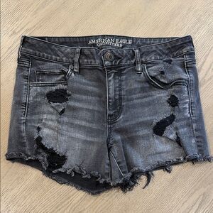 American Eagle Outfitters Gray Distressed Jean Shorts Size 14